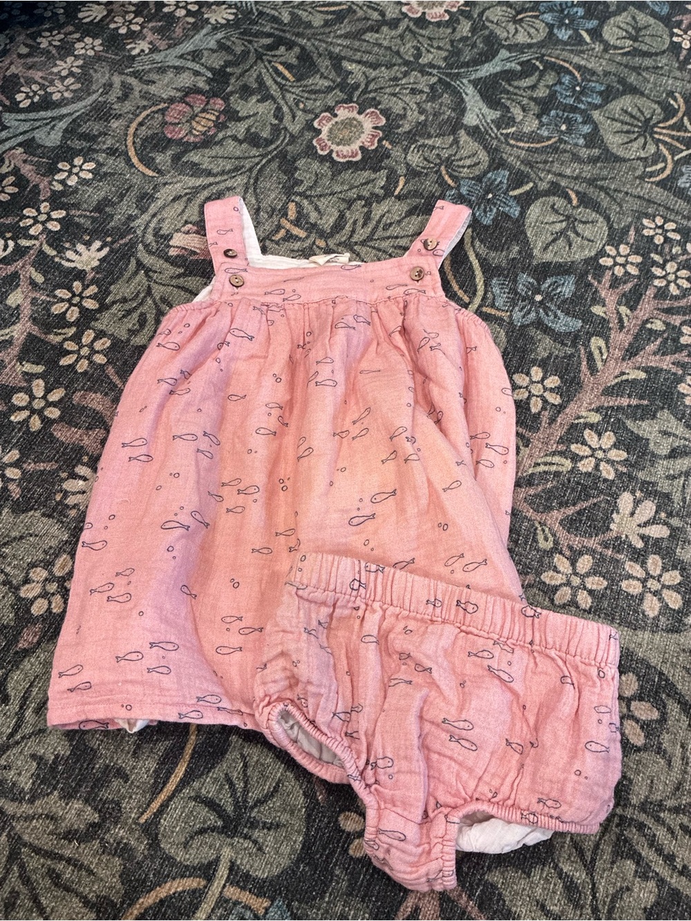 Viverano Organics Fishes Baby Dress with matching Bloomers